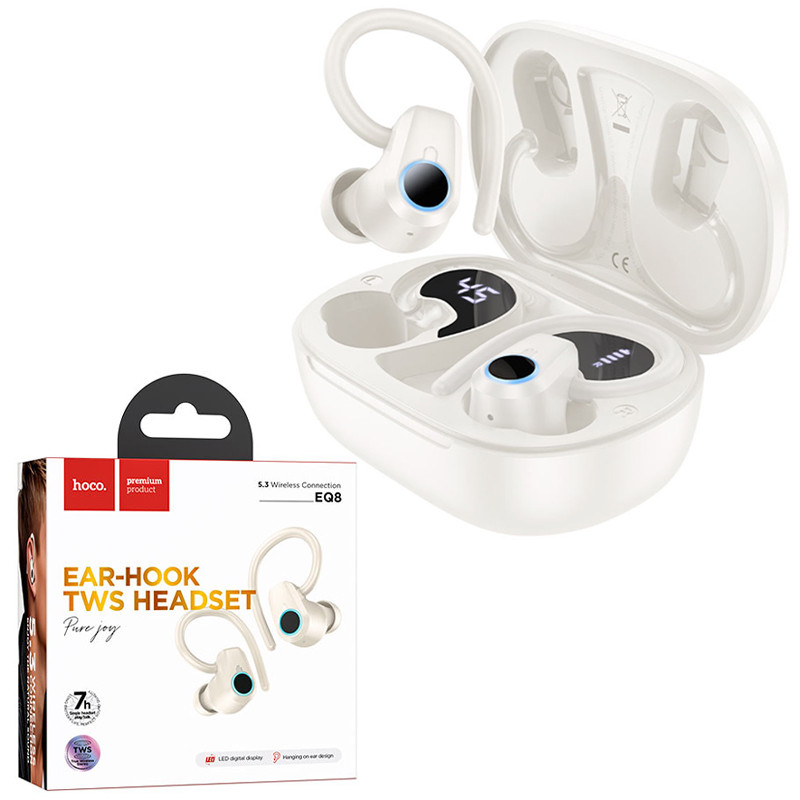 Бездротові Bluetooth-навушники AirPods Hoco EQ8 блютуз-навушники для айфона, гарнітура, бежеві