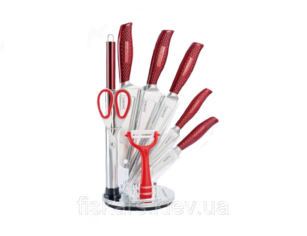 Набір ножів Royalty Line з 9 предметів червоний (RL-KSS530)