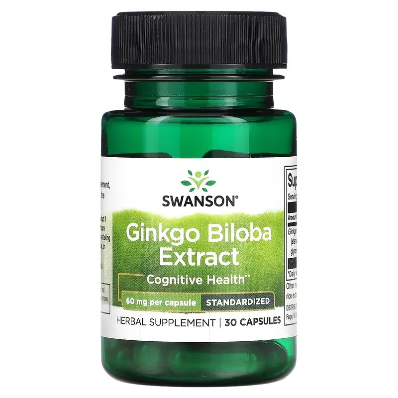 Swanson Ginkgo Biloba Extract 60 mg 30 капсул, фото 1
