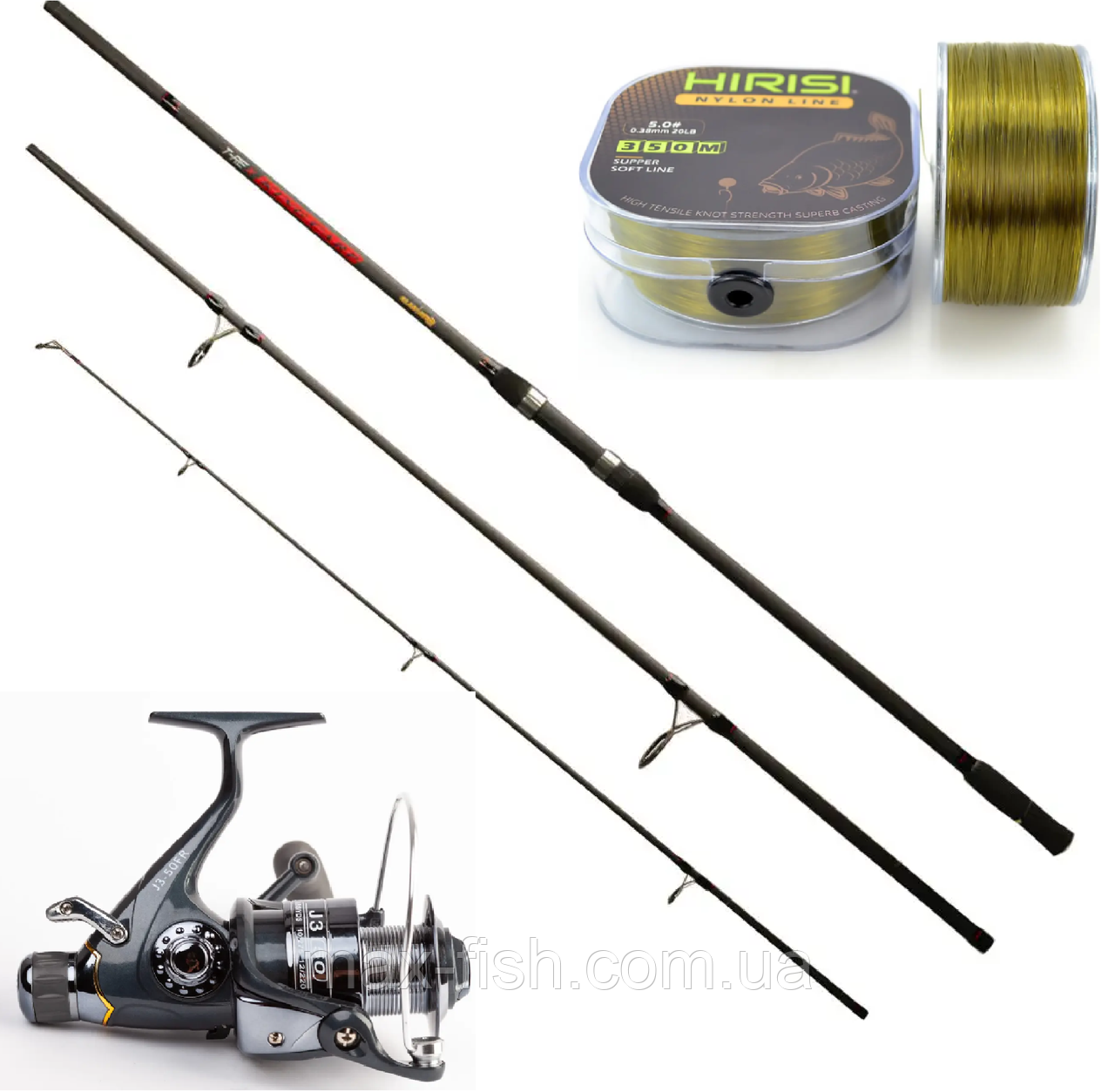 Комплект для карпової ловлі Gladiator King Carp Вудилище, Ліска та Катушка 6000