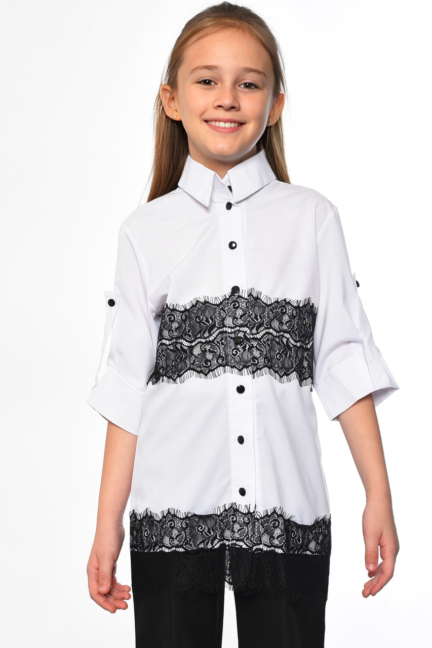 Блуза дитяча для дівчинки білого кольору 182493M, фото 1