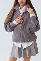 Детский вязаный джемпер из хлопковой пряжи (серый) 122-128 см PaMaranchi