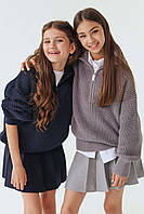 Детский вязаный джемпер из хлопковой пряжи (синий) 122-128 см PaMaranchi