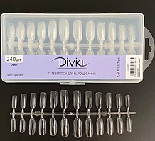 Divia форми-типи Гелеві для нарощування нігтів 240 шт "Овал", прозорі