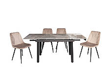 Стіл обідній розкладний керамічний стільниця ASHWOOD DT-2402B Grey glossy ceramics Evrodim, фото 6