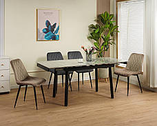 Стіл обідній розкладний керамічний стільниця ASHWOOD DT-2402B Grey glossy ceramics Evrodim, фото 3