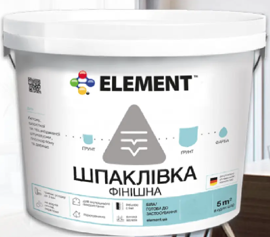 Шпаклівка ремонтна фінішна для внутрішніх робіт ELEMENT 15кг