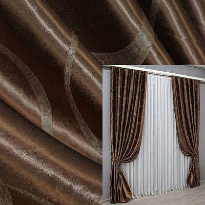 Комплект штор (2шт. 1,5х2,7м.) блекаут-софт, колекція "Моллі". Колір коричневий. Код 387шА 30-125