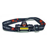 Налобний ліхтарик X-Balog BL-8101 LED+COB акумуляторний microUSB Black (7_00725), фото 4