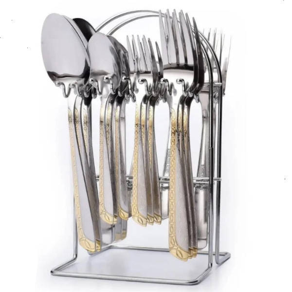Набір столових приладів 24 предметів на підставці Top Kitchen С 24 Срібло, фото 1