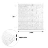 3D панель самоклеюча цегла Білий Матовий 700х770х5мм (001-5M) SW-00000587, фото 4