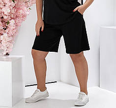 Зручні жіночі трикотажні шорти  чорні (50-68)