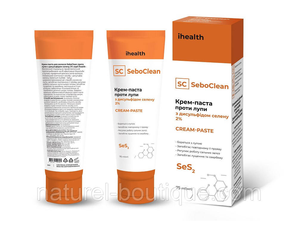 Крем-паста ihealth для волосся SeboClean проти лупи з дисульфідом селену 75 мл