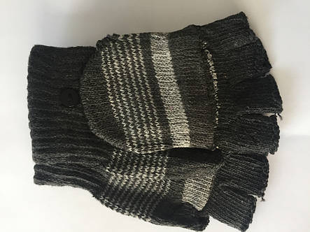 В'язані рукавички без пальців сірі, фото 2