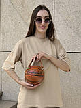 Жіноча коричнева кругла сумка BASKETBALL м'яч на ланцюжку, фото 3