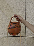 Жіноча коричнева кругла сумка BASKETBALL м'яч на ланцюжку, фото 6