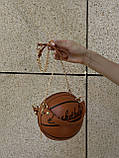 Жіноча коричнева кругла сумка BASKETBALL м'яч на ланцюжку, фото 8