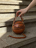 Жіноча коричнева кругла сумка BASKETBALL м'яч на ланцюжку, фото 10