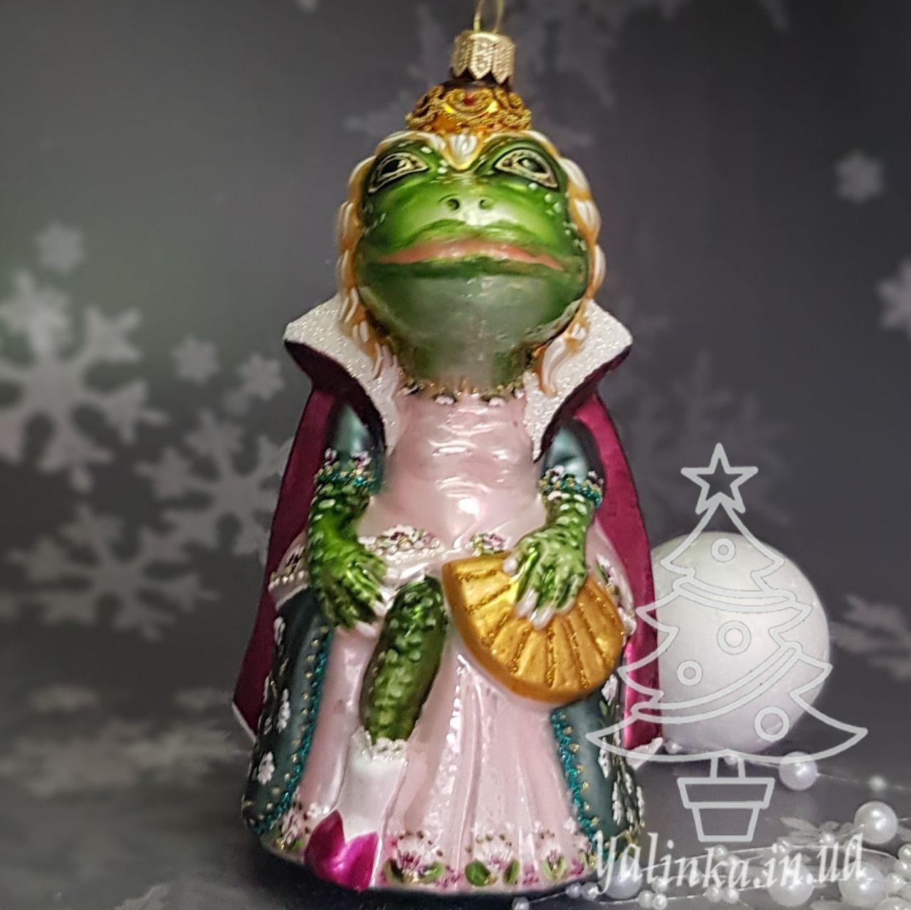 Скляна ялинкова іграшка на ялинку Жаба королівський ліс polskie zabawki