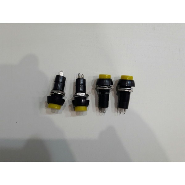 Кнопка натискна середня без фіксації, кругла 3A 250V (жовтий)