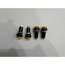 Кнопка натискна середня без фіксації, кругла 3A 250V (жовтий)