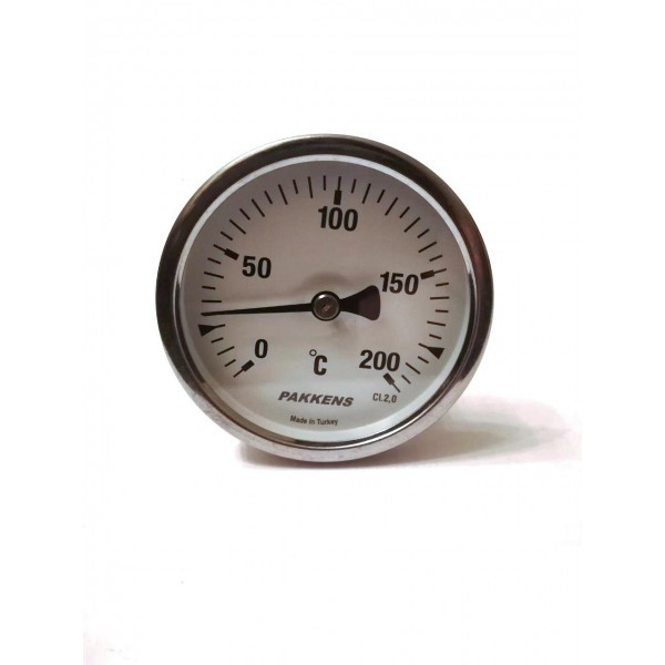 Термометр біметалевий Pakkens ø63мм / Tmax=200 °C / Трубка 100 мм / Різьба 1/2" / Туреччина купити в Україні