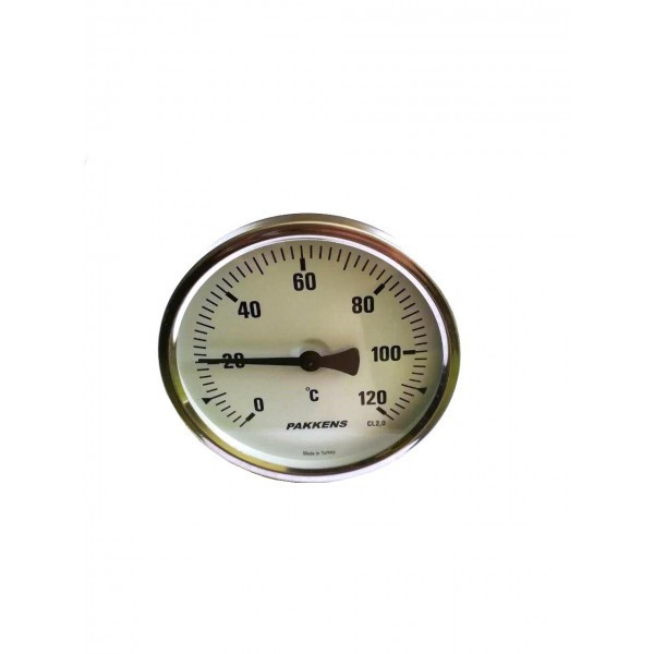 Термометр біметалевий Pakkens ø 100 мм / Tmax=120 °C / різь 1/2" / Туреччина купити в Україні, фото 1