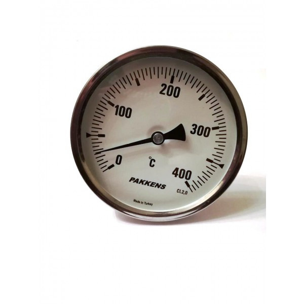 Термометр біметалевий Pakkens ø 100 мм / Tmax=400 °C / Трубка 100 мм / Різьба 1/2" / Туреччина купити в Україні