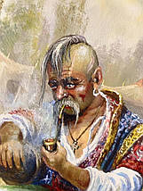Картина на полотні "Старий козак з люлькою біля пушки", 60×43см, фото 5