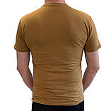 Тактична чоловіча футболка однотонна бавовняна з принтом "ЗСУ, хто як не ми" Койот, фото 2