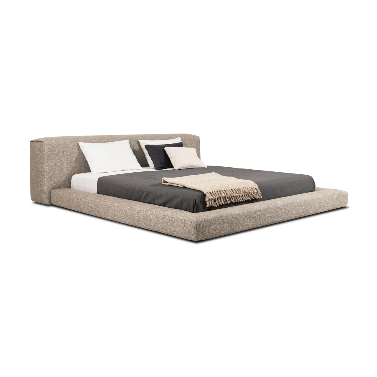 Ліжко двоспальне м'яке подіум з широкими бортами MeBelle LOUNGE 160, 180, 200x200 см, сірий коричневий
