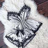 Жіноча атласна піжама, фото 4