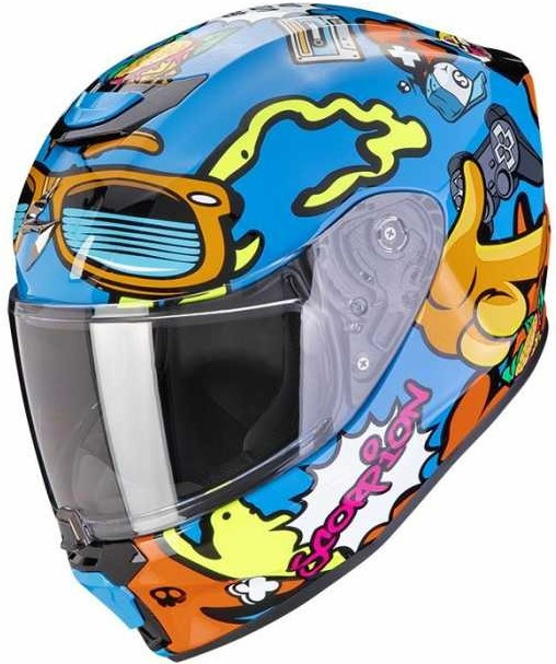 Мотошолом дитячий Scorpion Exo-Jnr Air Fun блакитний/помаранчевий, L