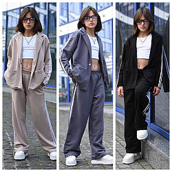 Стильний трикотажный костюм оверсайз для дівчаток підлітків, розміри на зріст 140-164