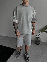 Чоловічий комплект футболка+шорти варений світло-сірий