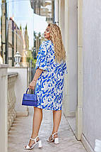 Літнє красиве плаття з короткими рукавами із софту розміри батал, фото 4