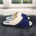 Тапочки жіночі кімнатні Белста з відкритим носком вельветові сині з бежевим 2633-2, фото 2
