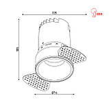 Точковий врізний LED світильник Ø134мм TWS06 (чор) 12W 3000K, фото 5