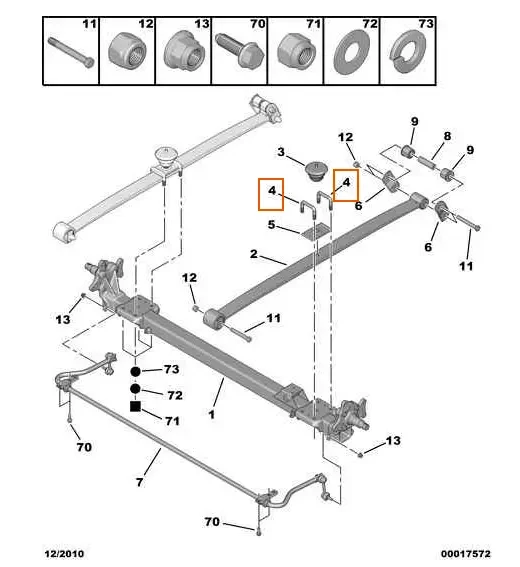 Стремянка ресори М14 70х76 Fiat Ducato 250, Peugeot Boxer, Citroen Jumper (2006-2014), 1350015080, 514238, фото 1