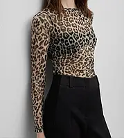 Прозрачная стильная леопардовая кофта из сетки