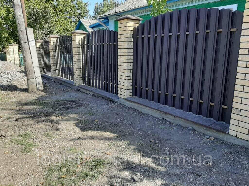 Штахетник  металевий Україна двосторонній рал 0,45мм ширина 105мм Антрацит 7024 мат Євроштахетник штахети