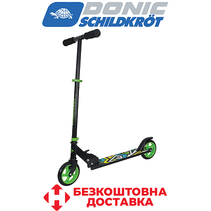 Міський самокат для дітей двоколісний складаний Schildkröt City Scooter RunAbout PU145 мм чорно-зелений, фото 1