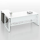 Білий Стіл керівника зі склом Rays 34-17