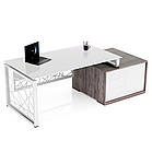 Білий стіл керівника зі скляною стільницею Rays 34-36