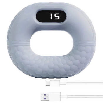 Еспандер кистьовий з лічильником та підключенням до смартфону, Сірий / Електронний еспандер кільце для рук