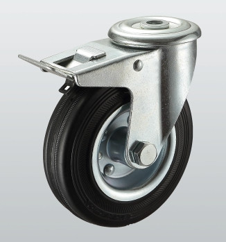 Колеса поворотні з отвором і гальмом 1106-ST-075-R, фото 1