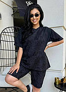 Жіночий літній костюм з футболкою та шортами (р.46-48,50-52,54-56,58-60) трикотаж бавовна, фото 2