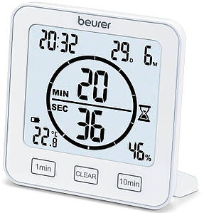 Термогігрометр Beurer внутр. вимірювання темп-ра вологість час AAAx2 в комплекті білий