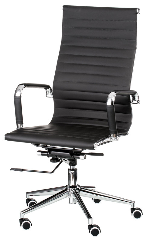 Кресло офисное тонкое с высокой спинкой для персонала Solano artleather черный Special4You, кресло Слим - фото 1 - id-p424337328