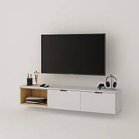Сучасна довга біла навісна біла ТВ тумба під телевізор P2 180 см з дверцятами у вітальню зал спальню кімнату Сан Маріно